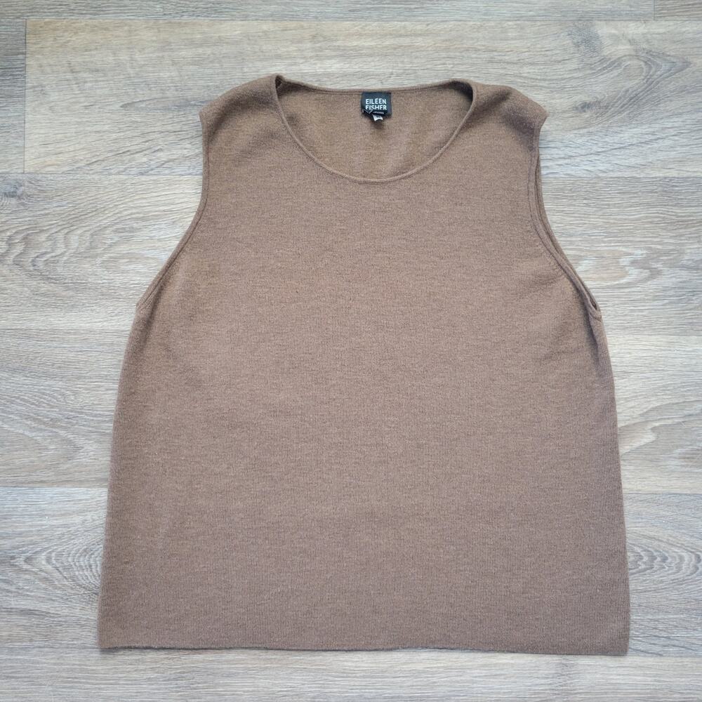 Eileen Fisher Brown Wool Sleeveless Top Size XL